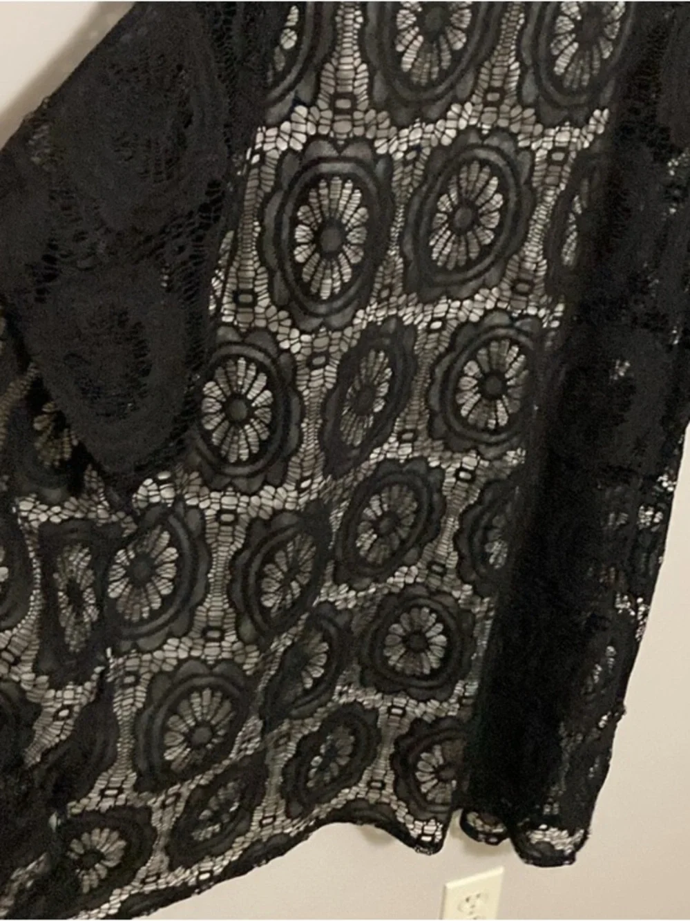 Honeyme Black Crochet Lace Kimono Swimsuit Cover-Up, Size XL extra large - Picture 9 of 9